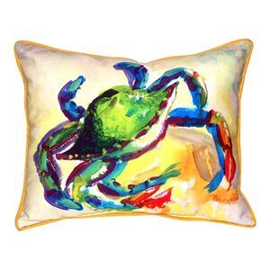 Teal Blue Crab 16 x 20 Inch Large Indoor Outdoor Pillow Betsy Drake Design
